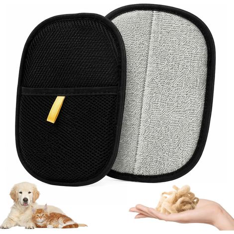 2-Piece Cat Hair Grooming Gloves, Double-Sided Pet Hair Remover Gloves, Reusable Pet Hair Brush for Washing, Detangling, and Grooming, Pet Hair Brush for Sofas, Furniture, Carpets, and Car Seats