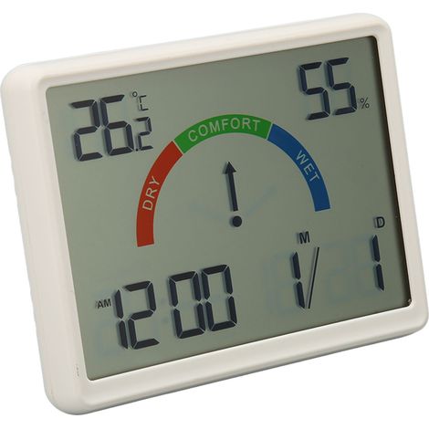 Réveil numérique grand écran avec pieds supports, horloge de bureau magnétique affichant température et humidité, chiffres lumineux (1/5)