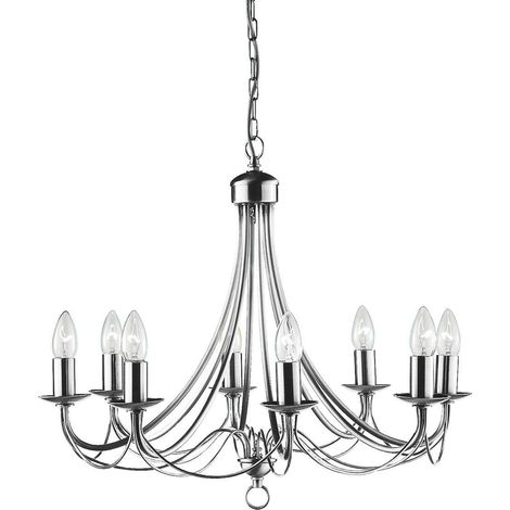 Searchlight Maypole - 8 Leichter Kronleuchter Satin Silber Finish, E14