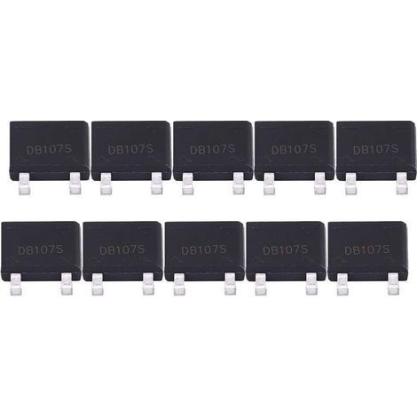Composants électroniques, pont de diode avec pleine tension de courant, pont redresseur, pont de diode 1 A 1000 V, pont redresseur DB107S pour appareils ménagers et circuits électroniques industriels (1/4)