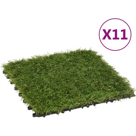Carreaux de gazon artificiel 11 pcs Vert 30x30 cm (1/5)