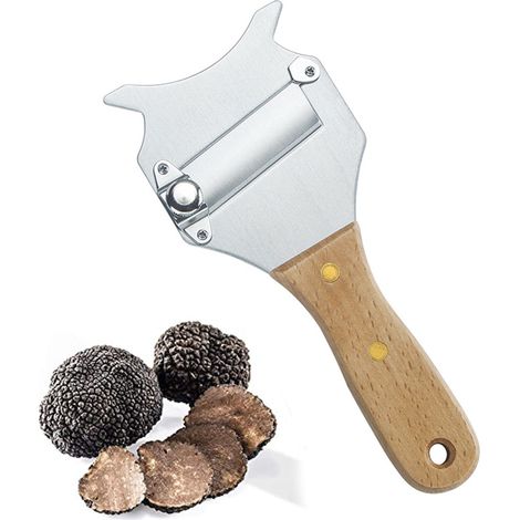 Trancheuse à truffes en acier inoxydable avec manche en bois, coupe-lame réglable pour cuisine gastronomique