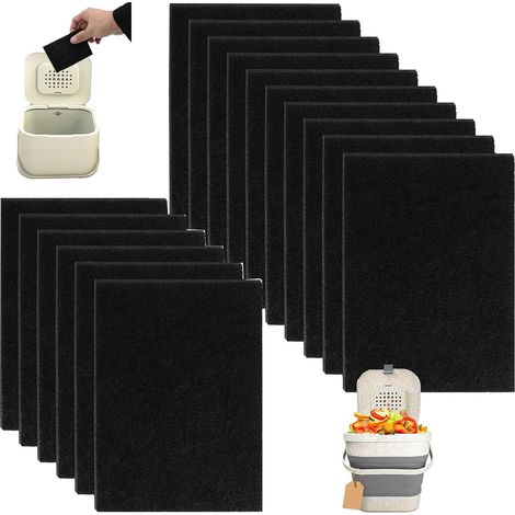 16 Pièces à Charbon Actif Filtre Anti-Odeur, Filtres à Bacs à Compost pour Poubelle Filtre Anti-Odeur, Filtre à Charbon Actif pour bacs de Compost de Cuisine sans Odeur (1/5)