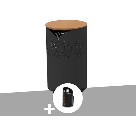 Coffre à granulés Essentiel rond avec couvercle bambou + Pelle à granulés - Le Marquier