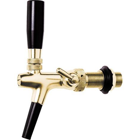 Grifo de cerveza con compensador, autocierre - versión 10 mm, color oro, longitud de la rosca: 35 mm (1/2)