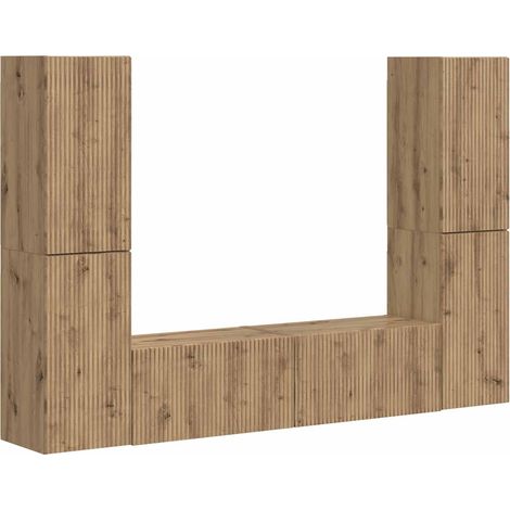 Maison Exclusive - Conjunto de mueble de TV 6 pcs Roble artesanal