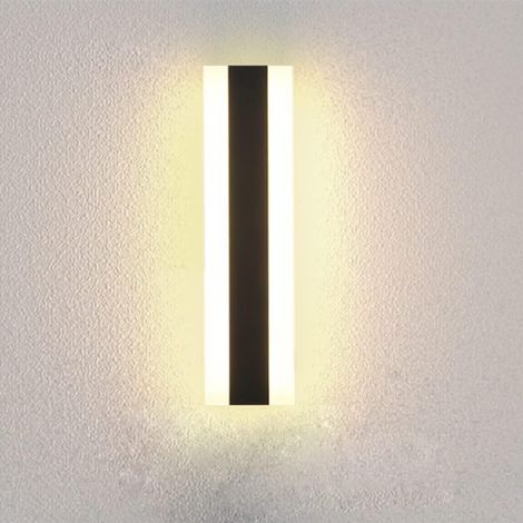 Villa applique murale Villa porche applique murale extérieure, ip65 imperméable à l'eau applique longue bande de lumière noire, aluminium applique murale extérieure - 30cm, lumière chaude (1/4)