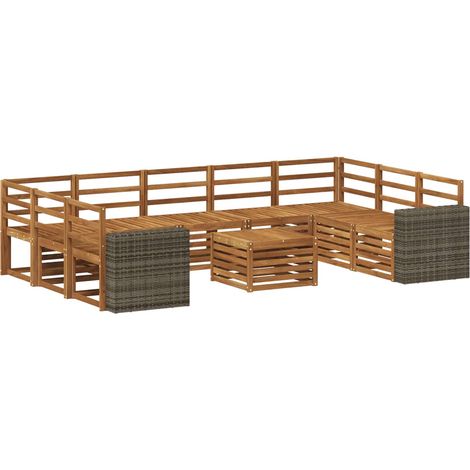 Outdoor-Sofagarnitur 10 stk. Natur Massivholz Akazie vidaXL (1/5)