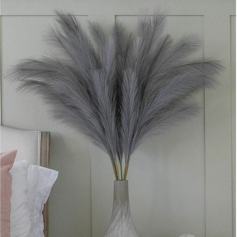 Grande herbe de pampa artificielle 5 tiges super moelleuses fausses fleurs bouquet plumes Boho décoration d'intérieur mariage 70 cm (1/4)