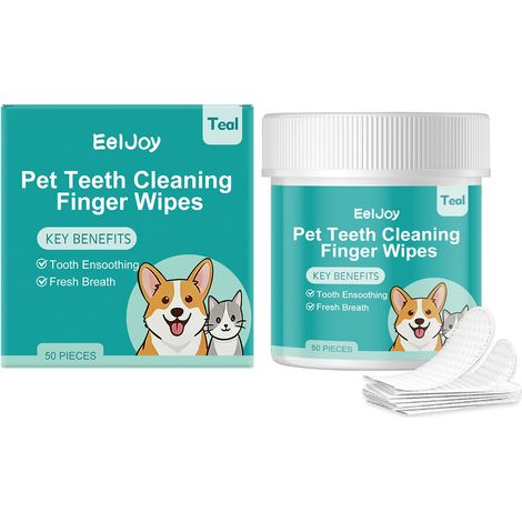 Lingettes nettoyantes pour animaux : nettoient les dents en douceur et éliminent le tartre. Doigtiers pour l'entretien et le nettoyage quotidiens – 50 unités (1/5)