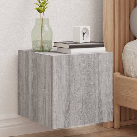 vidaXL Mobile TV a Parete con Luci LED Grigio Sonoma 30,5x35x30 cm