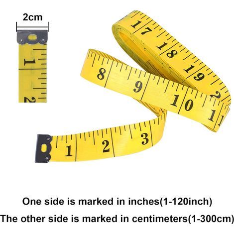2 pièces Mètre Ruban Double Face 3m /120 Pouces, pour les Mesures Corporelles, Doux Mètre Ruban Couture Jaune (1/4)