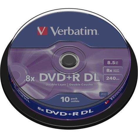 DVD+R DL Verbatim 8x 8,5 GB Plata mate (Cake 10) (1/4)