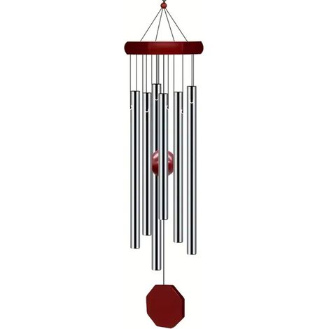 Campana de viento de aluminio de 66 cm – 6 tubos – Sonido relajante para jardín, balcón o decoración de interiores – Montaje en nailon negro