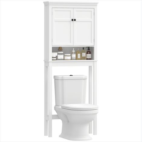 Meuble de salle de bain blanc MDF pour au-dessus des toilettes (1/5)