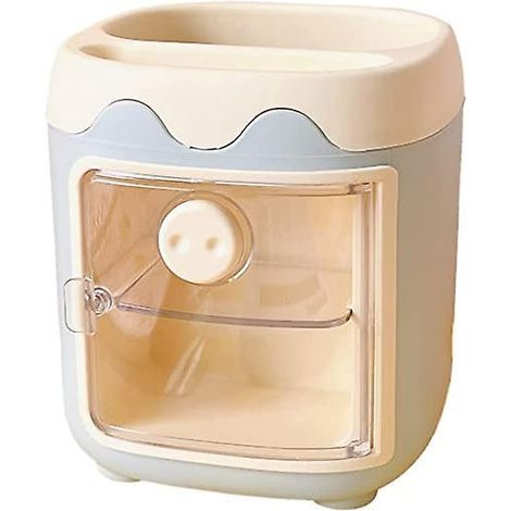 porte-stylo Petit Cochon Multi-grille De Dessin Anim (bleu), Support De Stockage De Cosmtiques Mignon, Conteneur De Stockage Multifonctionnel, Sup