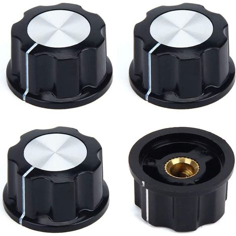 Boutons de Controle de Potentiometre, 4 pcs Potentiomètres Arrondis 27 mm Grip Rainuré Shaft Tournants pour 6 mm Boutons Rotatifs Supérieurs Capuchon (1/4)