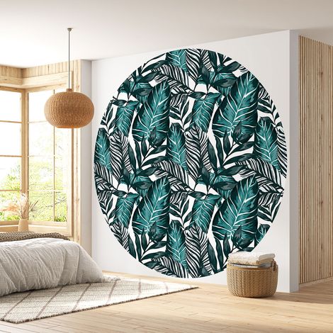 Papier peint rond / cercle - Motif botanique - 090 - Diamètre 50 cm (1/4)