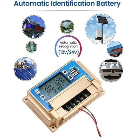 Régulateur de charge solaire MPPT 60 A - Chargeur solaire 12 V/24 V - Mise au point automatique MPPT - écran LCD Bluetooth (1/5)