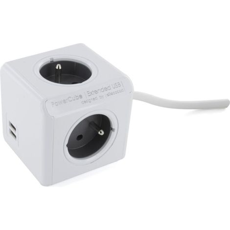 Bloc Multiprise - 3 Prises 16 A - 2 Ports USB 2 0 A - Puissance 3680 W - Cordon 1 5 M - Sécurité Enfants (1/5)