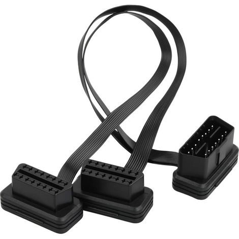 Adaptateur OBD2, cable adaptateur 16 broches, cable d'extension répartiteur en Y OBDII, adaptateur de diagnostic pour connecteur OBD2, cable d'extension ultra-mince OBD-II (1/5)