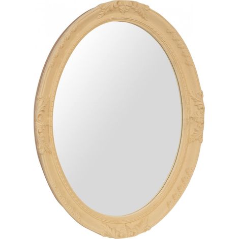 Biscottini Miroir Rond Salle de Bain 93 x 6,5 x 72 cm, Miroir Mural Shabby Chic, Miroir Ovale Salle de Bain (1/3)