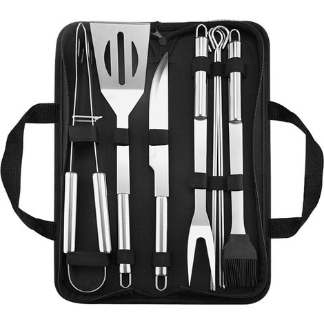 Ensemble de 9 ustensiles de barbecue professionnels en acier inoxydable avec mallette de transport pratique-AquaForge (1/4)