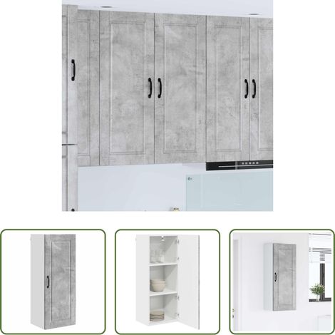 Küchenregal Holz - Küchenschrank mit Tür Beton Grau 40 x 31 x 100 cm Holzwerkstoff (1/5)