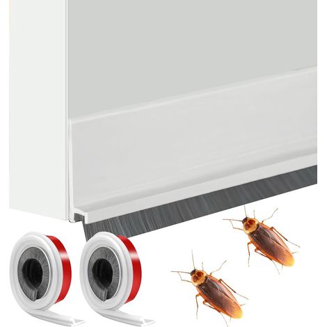 Lot de 2 joints de porte auto-adhésifs avec brosse d'insonorisation : 2 pièces 100 x 5 cm Protection contre le froid contre les insectes Joint d'étanchéité pour portes Joint Boudin d'air pour butoir (1/5)