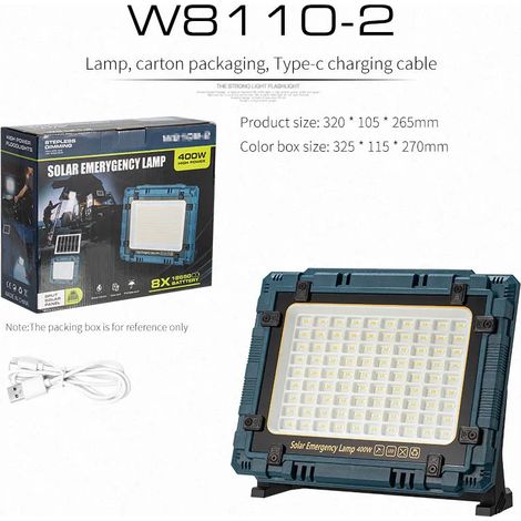 Projecteur solaire rechargeable - Portable - Étanchéité IP66 - Camping (1/4)