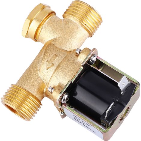 Válvula solenoide eléctrica de latón normalmente cerrada de 1/2", válvula de entrada de agua (12 V CC) (1/5)