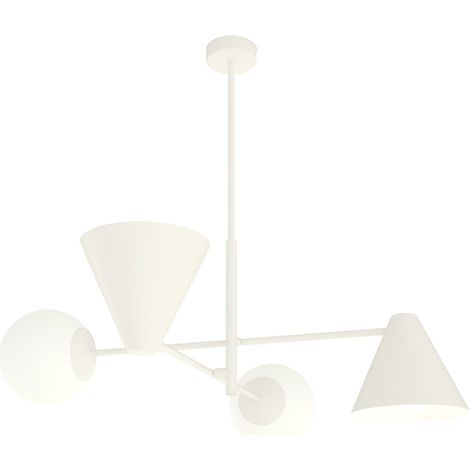 Suspension Emibig HERMES blanche métal verre 4xE14 Ø70 (1/5)