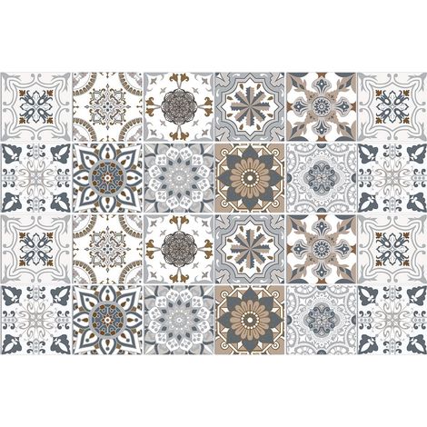Lot de 24 carreaux adhesifs pvc stickers muraux decoratifs cuisine salle de bain 10x10cm (1/5)