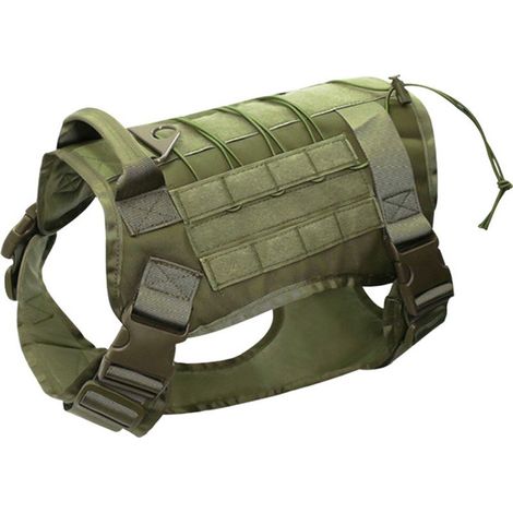 Harnais tactique anti-traction pour chien, harnais militaire réfléchissant avec poignée, gilet pour chien de service et d'entraînement, gilet de travail ajustable pour chiens de petite, moyenne et gra (1/4)