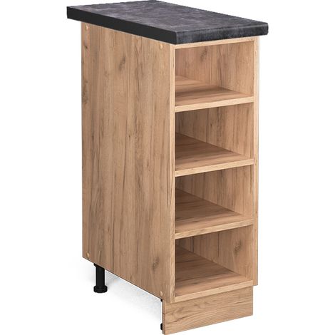Scaffale da cucina Fame-Line, Quercia dorata, 30 cm , PL Antracite, Vicco