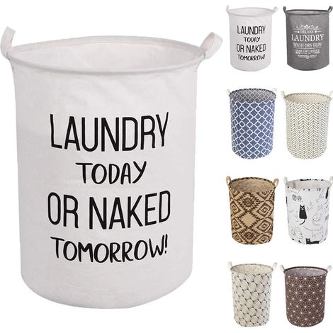 Grand panier à linge pliable en tissu 19,7 pouces, bac de rangement pour chambre d'enfant, jouets, vêtements – DELKEVIC
