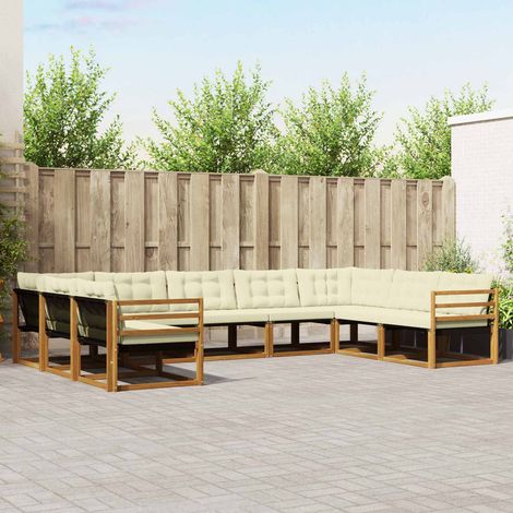 vidaXL Outdoor-Sofagarnitur mit Kissen 9 pcs Natur und Creme (1/5)