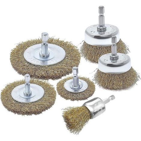 Ensemble de 6 brosses de fixation pour perceuse, plaquées laiton (1/4)