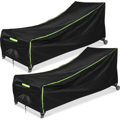Gartenliege Abdeckung wetterfest 200x75x40/70cm, 210D Oxford Schwarz 2 Stk (1/5)