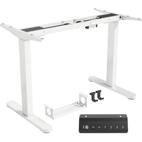 Cadre de bureau électrique, réglable en hauteur, avec fonction mémoire, acier, blanc