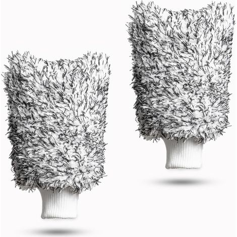 Paquete de 2 manoplas de microfibra para lavado de autos, súper absorbentes, sin remolinos y sin rayones, para el cuidado del auto en autos húmedos y secos, adecuados para lavado, limpieza y limpieza (1/5)