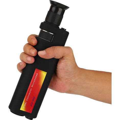 Microscope à fibres optiques portable, grossissement 400x, loupe d'extrémité de fibre optique précise avec revêtement en caoutchouc antidérapant pour SC FC ST LC (1/5)