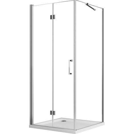 Boromal duschkabine 70 x 90 x 195 cm Falttür mit Seitenwand 180º Falttürkabine 5mm NANO Beschichtung ESG Glas Eckig Drehfalttür Duschabtrennung Dusche Duschwand (1/5)