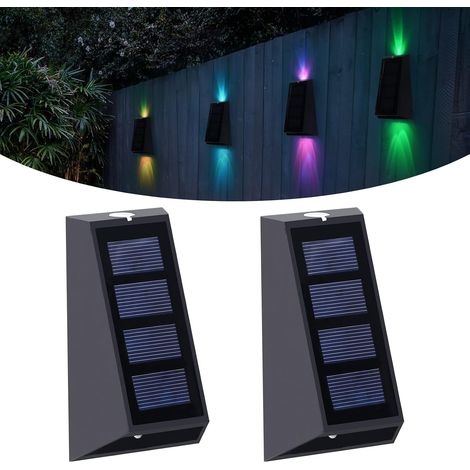 Luces Solares Para Exterior - Luces LED Impermeables Para Valla Y Escaleras - Cambio Automático De 7 Colores - 2 Unidades (1/5)