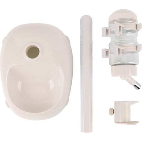 Distributore automatico di acqua per animali domestici, autoportante, regolabile in altezza, capacità 500 ml, per cuccioli, colore beige. (1/5)