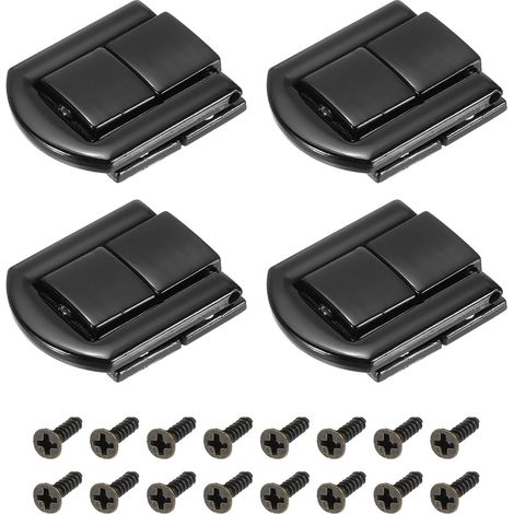 4pcs Bascule Pince Verrouillage, 0,98" x 0,79" (LxW) Zinc Alliage Moraillon Serrure Loquet Fermoir pour Bijoux Boîte Bois Coffret Boîte Outils, Noir (1/5)
