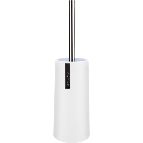 Lot brosse de toilette avec support, acier inoxydable, manche renforcé, récurateur, set de nettoyage blanc (1/5)