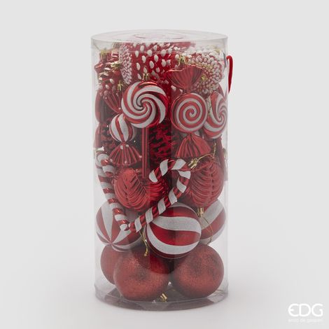 EDG Enzo De Gasperi Addobbo Natale Decomix H 12 Cm D 8 Cm White Red Cf 40 Pz (1/2)