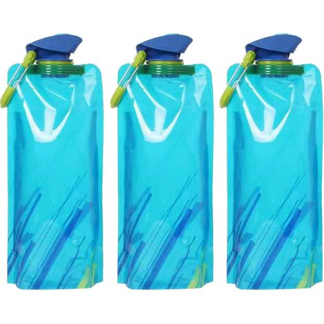 Lot de 3 gourdes pliables de 700 ml pour les sports de plein air, sans BPA, réutilisables et étanches. Idéales pour le camping, le sport ou la randonnée. (1/5)