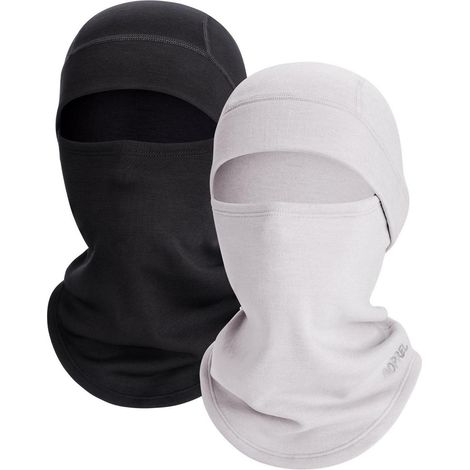 Kinder Sturmhaube Winter Modal-Wolle-Mix Balaclava Skimaske Schwarz + Hellgrau (1/5)